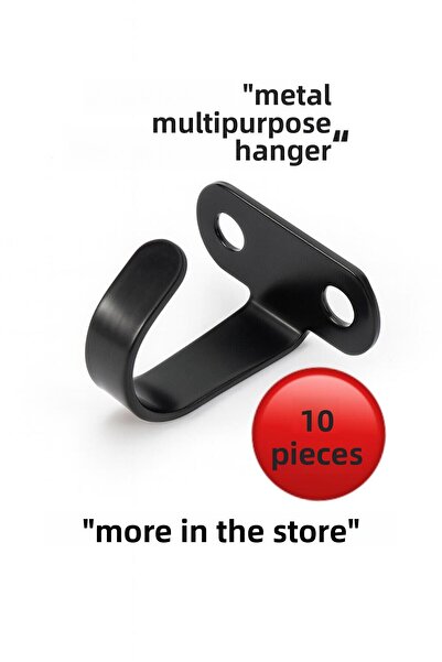 VENON 10 Pcs J Model Mini Metal Hanger with Black Screw Bathroom Kitchen Cabinet Metal Ceiling Hook Towel Hanger