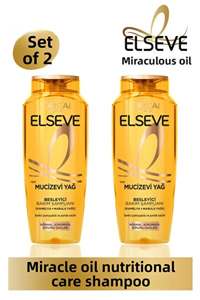 ELSEVE Miraculous Oil Nourishing Care Shampoo 400 ml Set of 2