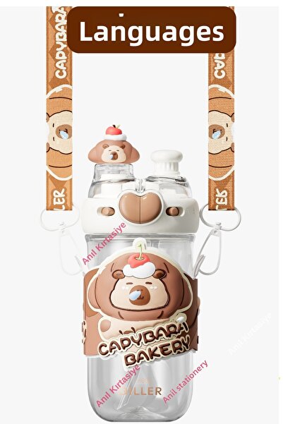 Vagonlife Diller Double Use Capybara Model with Straw/Comfortable Drinking Neck Hanger 580 ml