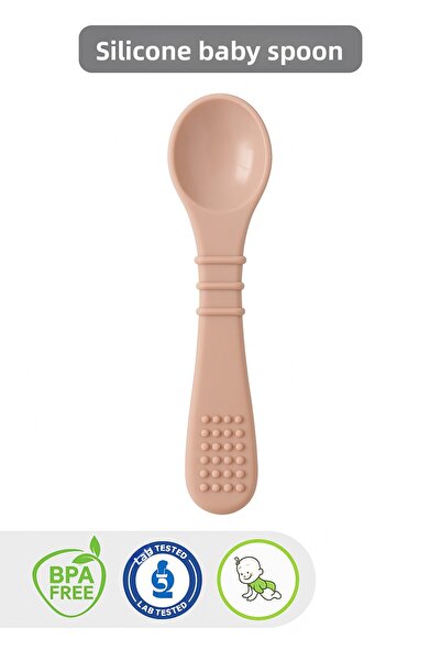 CKM silikon Baby Food Spoon Silicone Teether Beige