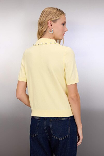 Trendyol Collection Yellow Polo Neck Premium Yarn / Special Yarn Knitwear Thin Blouse Twoss25Bz00184