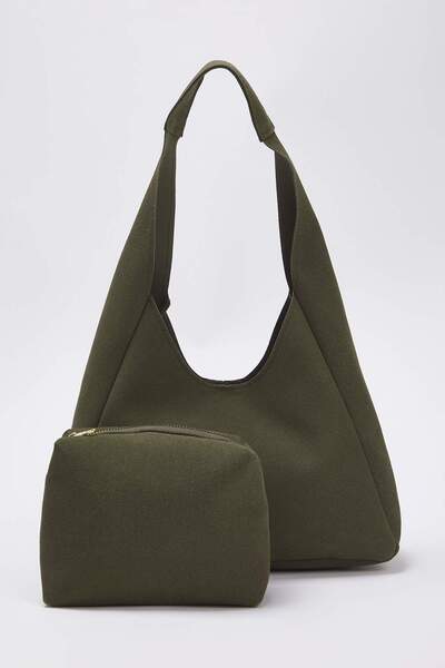 TRENDYOL SHOES Khaki Yavrulu Oval Damen-Umhängetasche mittlerer Größe TAKAW25OC00007