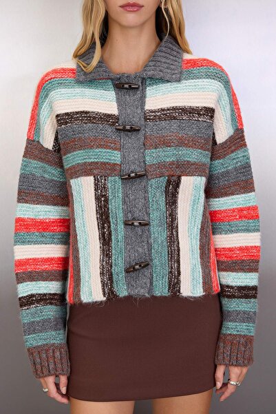 Trendyol Collection Multicolor Soft Textured Knitwear Cardigan Twoaw26Hi00198