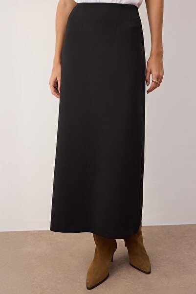 Trendyol Modest Fekete sima kötött szoknya TCTAW26EE00001