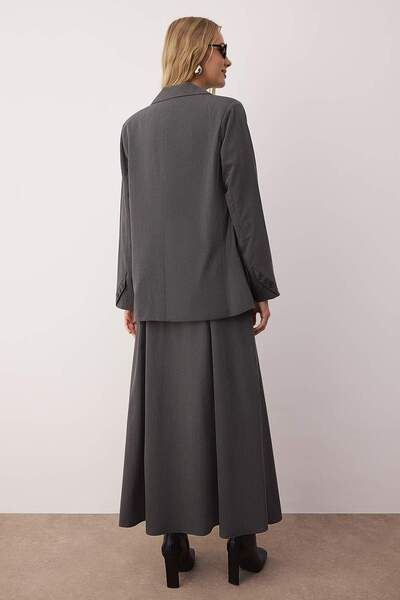 Trendyol Modest Anthracite Polyviscose Plain Woven Bottom - Top Set Tctaw26Us00056
