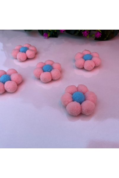 klubeconcept Pompom Daisy Flower Ornament Set of 10 - Decorative Handmade Flower