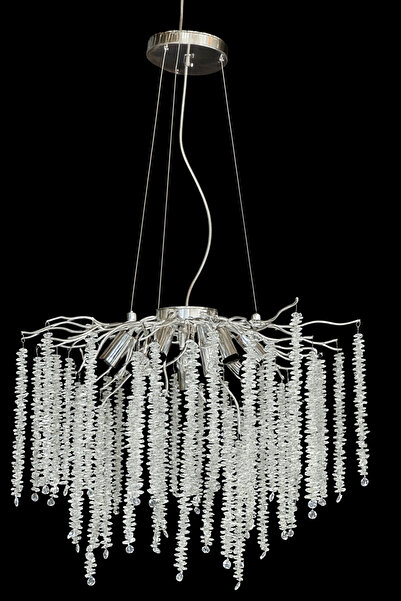 Led 2025 MODEL 60 CM AĞAÇ LÜX KRİSTAL SALON AVİZESİ E14 9 AMPÜL İTHAL KASA