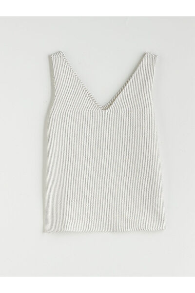 LC Waikiki Μπλούζα LCW V-Neck ριγέ μουσελίνα