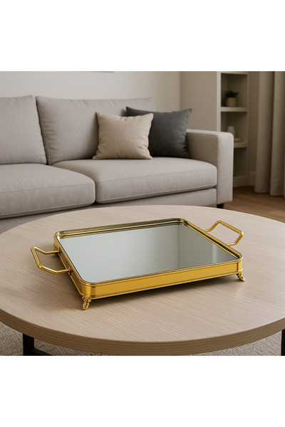 ALMASA Medium Gold Mirrored Serving Tray - 1 Piece