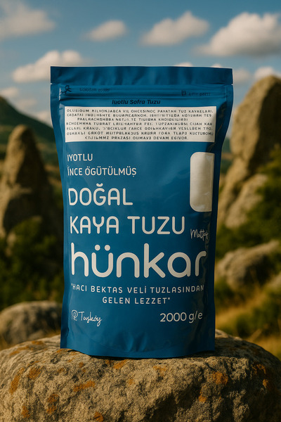 Hünkar İyotlu ince öğütülmüş doğal kaya tuzu (2000 gr )