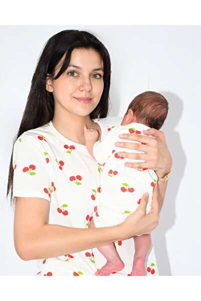 Drop Kids SET DE PIZAMĂ PENTRU MAMĂ BEBE COMBINAT MODEL CIREȘE PANTALONI SCUR...