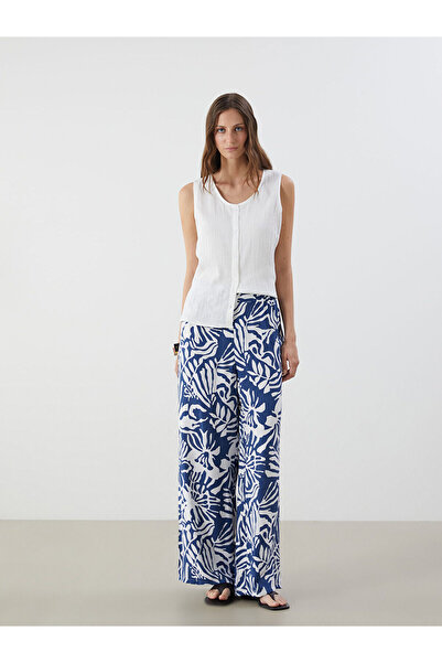 LC Waikiki Patterned Women's Trousers with Elastic Waist