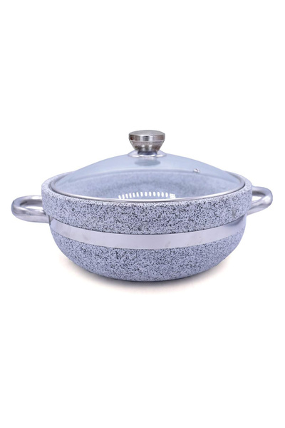 ELEGANT HOME Granite Stone Pot with Lid - Durable Cooking Pot 20cm