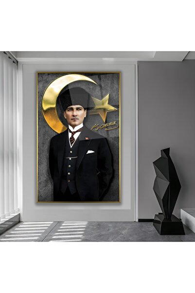 EMYA HOME Pictură pe sticlă Ataturk cu cadru metalic