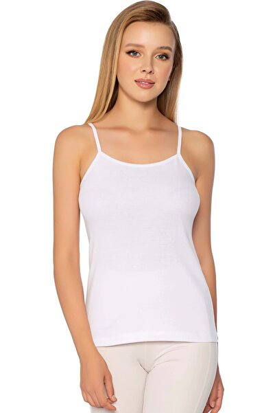 Gümüş İç Giyim Γυναικείο Ριμπ Ιντ Στράπ Τοπ Λευκό