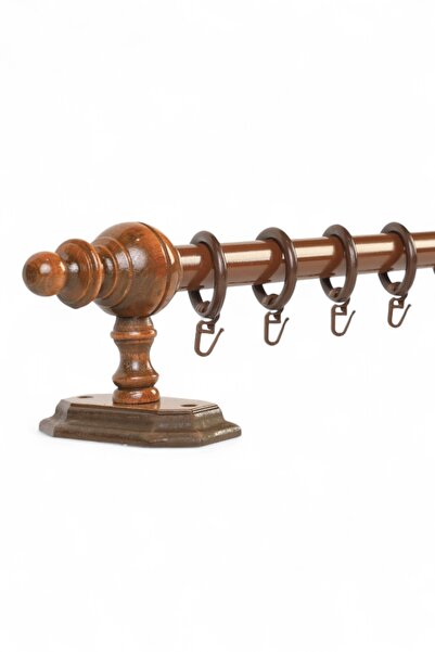 Twins Decorative Ceviz Raysız Ahşap Rustik Perde Askısı - 100 Cm