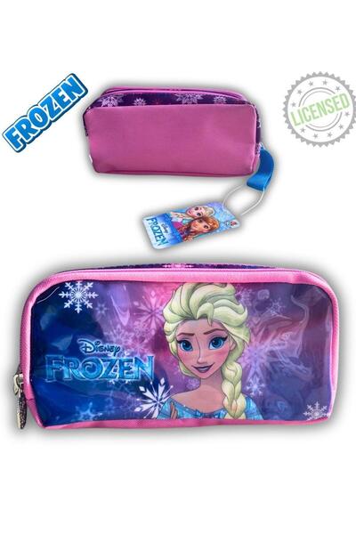 Disney Frozen Elsa Licensed Pen Holder - Purple Pink Pen Bag with Double-Sided Zipper