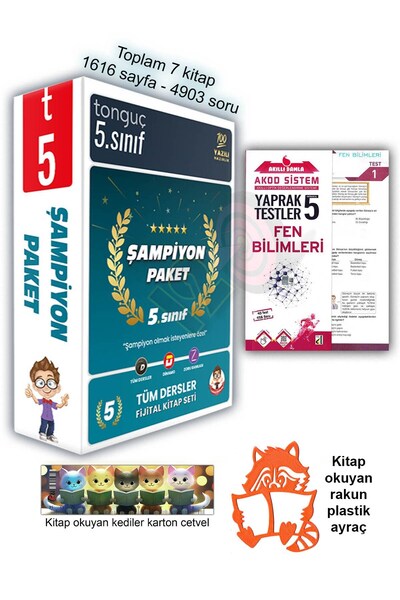 Tonguç Yayınları 5. Sınıf Şampiyon Paketi Seti (7 Kitap) Yaprak Test