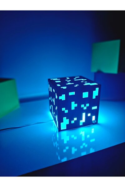 Store Özelleştirilebilir Minecraft Dekoratif Küp Masa Ve Gece Lambası