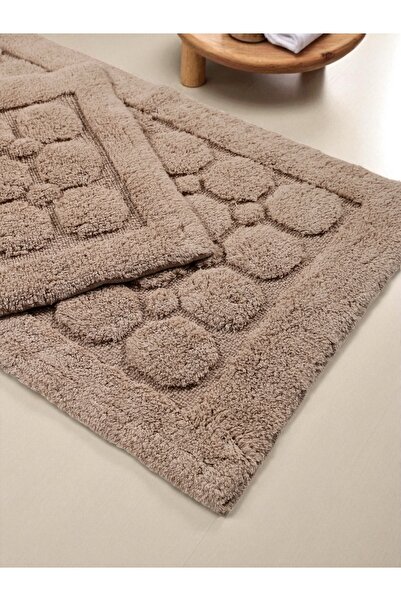 df home Σετ πατάκι μπάνιου Aeryaa από βαμβάκι (60x100)(50x60)καφέ+