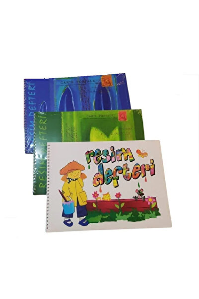 Defne Spiralli Karton Kapak Resim Defteri 20 Yaprak 25x35 Orta Boy 3 Adet