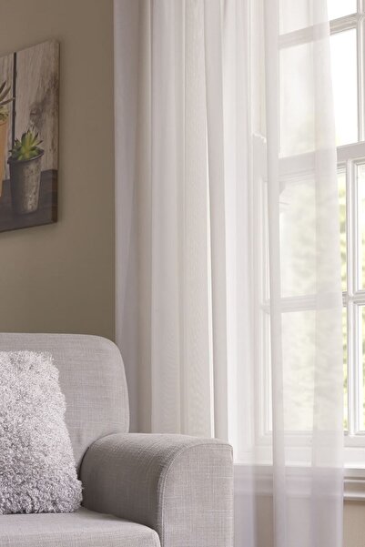 Belle Cose Kırık Beyaz Tül Perde Pilesiz Düz Dikim