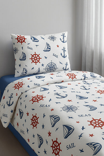 sehra Cotton Single Duvet Cover Set Children's Pattern Quilt Cover + Fitted Sheet + 1 Pillowcase