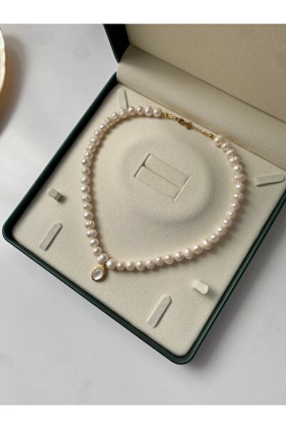 JOVİ ATELİER 45cm Sertifikalı Doğal Inci Kadın Kolye - Çelik Aparat - Charm -...