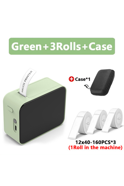 Choice طابعة مارك لايف P15 الحرارية المحمولة الصغيرة، مزودة بـ 3 لفات باللون الأخضر، لاسلكية، بتقنية البلوتوث، وصانعة ملصقات