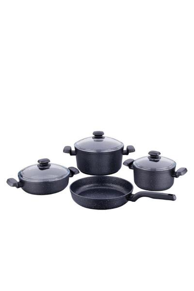 KORKMAZ Korkmaz Ornella Black Granite Cookware Set 7 Pieces