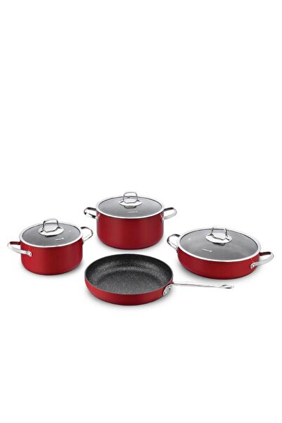 KORKMAZ Zeta Kırmızı 7 Parça Tencere Seti A1877
