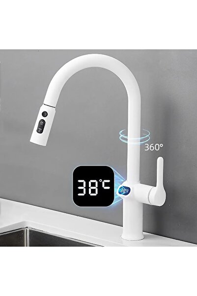 OEM Digital Kitchen Sink Faucet Shower Waterfall Anthracite 3 Function Fountain Imported 7 Years Warranty