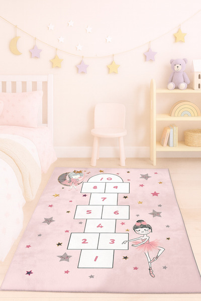 Bebişim Halı Prenses Kız Seksekli Bambu Çocuk Odası Halısı