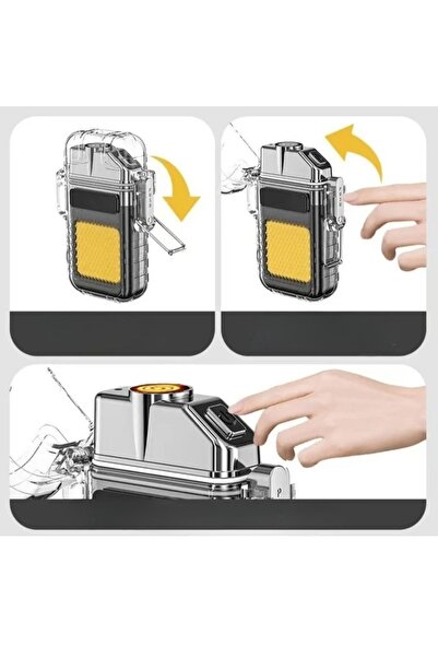 Realx Şarjlı Elektronik Ledli Işıklı Rüzgar Ve Su Geçirmeyen Plazma Çakmak , ...