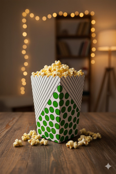 Deniz Party Store Yeşil  Puanlı çizgili  Karton Popcorn Mısır Cips Kutusu 8 Adet