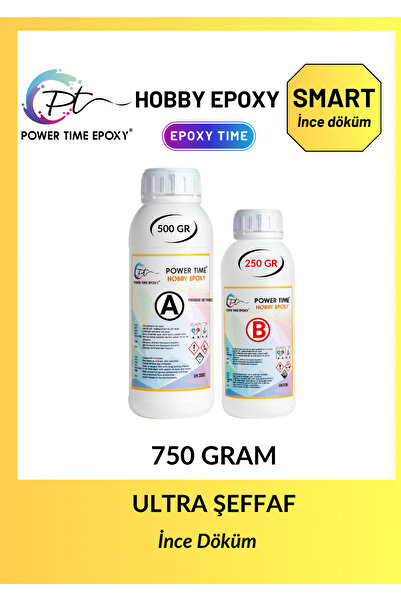 POWER TIME EPOXY 750 gram Hobby Epoxy Smart/ Ultra Şeffaf Ve Parlak Epoksi Reçine Ince Döküm