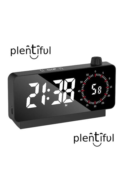 plentiful Aynalı Led Ekranlı Saat ,Elektronik Masaüstü Çalar Saat, Çift Dijit...