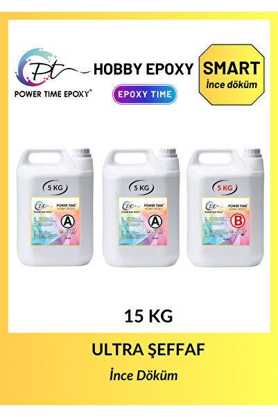 POWER TIME EPOXY 15 Kg Hobby Epoxy Smart/ Ultra Şeffaf Ve Parlak Epoksi Reçin...