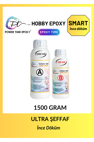 POWER TIME EPOXY 1500 gram Hobby Epoxy Smart/ Ultra Şeffaf Ve Parlak Epoksi Reçine Ince Döküm