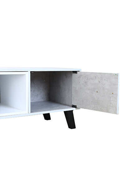 BAITY Television Table 160 cm with Drawer and 2 Shelves Grey and White