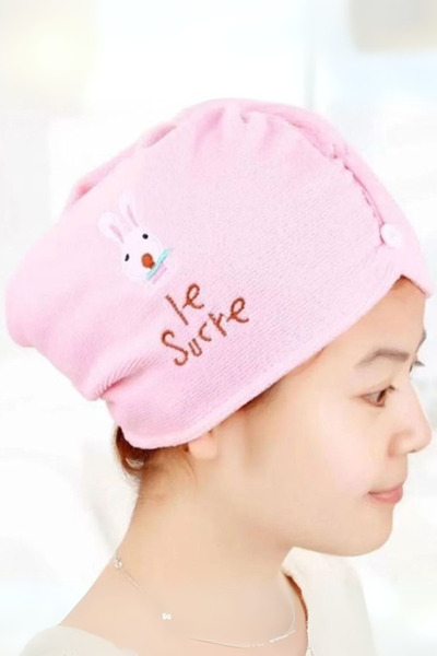 Generic Microfiber Girls Shower Cap Towel Soft Stylish Quick Drying Pink Hair Dryer Cap