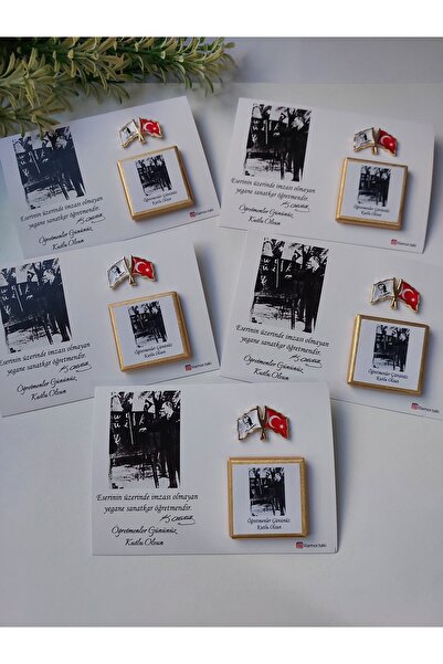 Lilamor Öğretmenler Günü Atatürk, Ay Yıldızlı Türk Bayrağı Rozeti, Çikolata H...