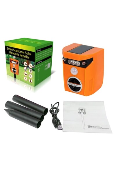 BIRAI Repelent cu ultrasunete solar pentru animale AR01, senzor de mișcare, L...