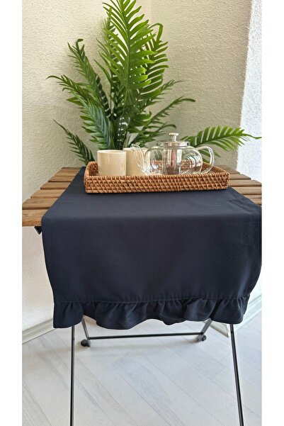 Decamor home Pamuklu Leke Tutmaz Lacivert Fırfırlı Runner