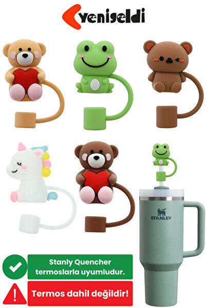 Yenigeldi 5 Adet 10 mm Stnly Quencher Uyumlu Silikon Pipet Tıpası Kapağı – Renkli Figürlü Rastgele Gönderim