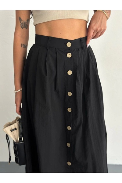 MetuCA Women's Front Buttoned Poplin Fabric Summer Skirt - Oversize Sports Model