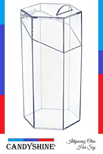 CandyShine Велика косметична щітка з кришкою - багатофункціональний декоративний шестикутний органайзер