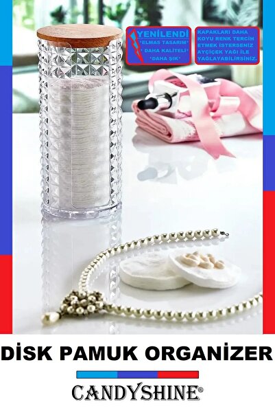 CandyShine غطاء خشبي منظم حامل القطن القرص الحديث منظم القطن حامل القطن الأني...