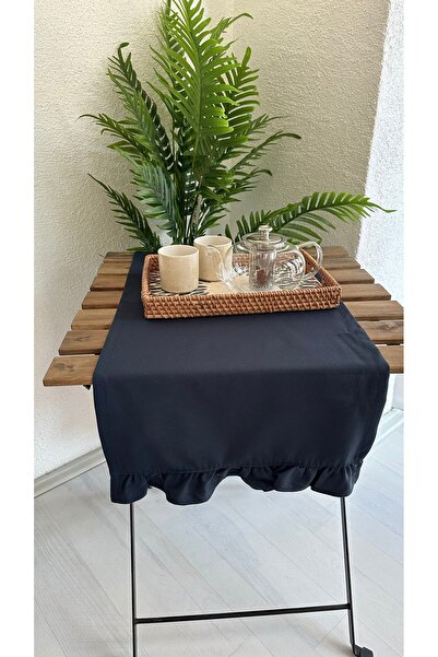 Decamor home Pamuklu Leke Tutmaz Lacivert Fırfırlı Runner