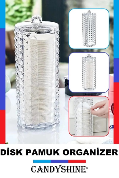 CandyShine منظم مستحضرات التجميل الحديث من Diamond Premium Disc Cotton Organizer، منظم مكياج أنيق من القطن